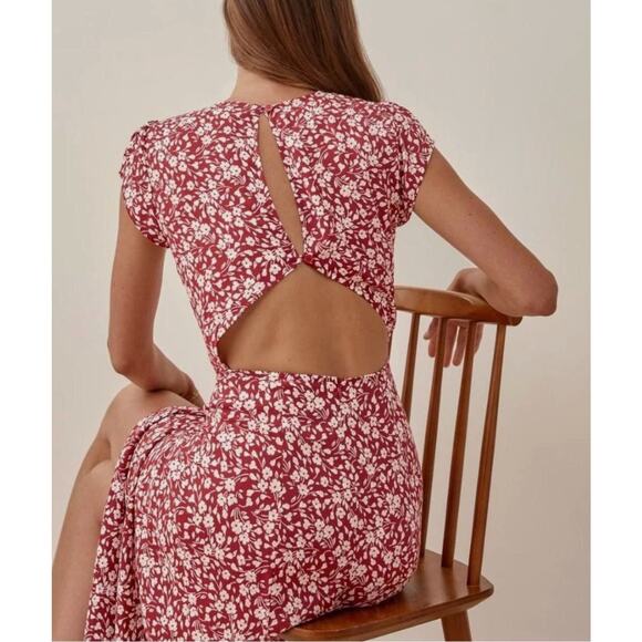 Reformation 2 Gavin Floral Midi Dress Grenadine - Picture 7 of 7